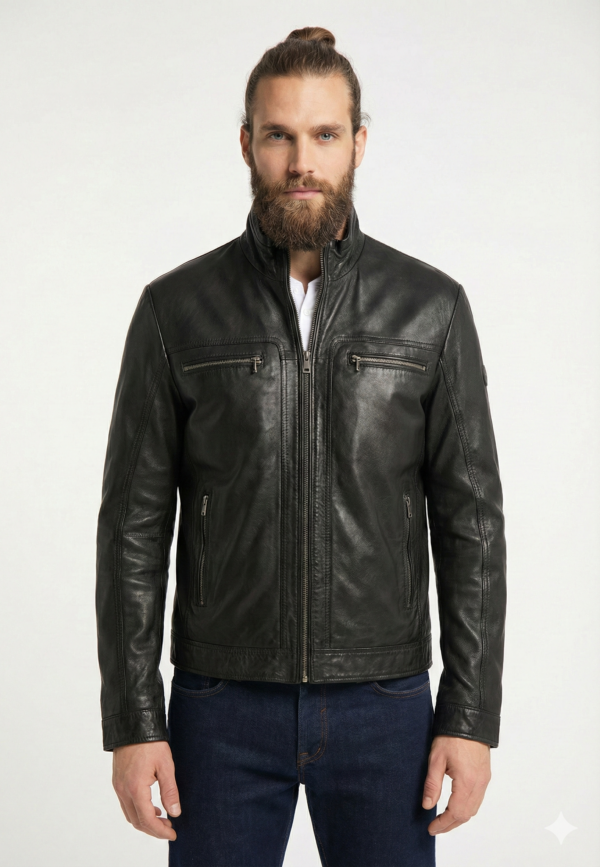 Men's Premium Black Leather Racer Jacket